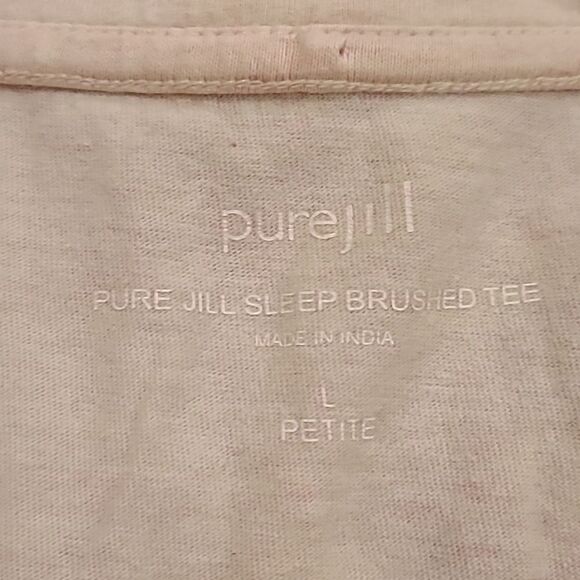 Purejill brushed tee pink long sleeve sleep tee with v neck size petite large - Picture 4 of 5